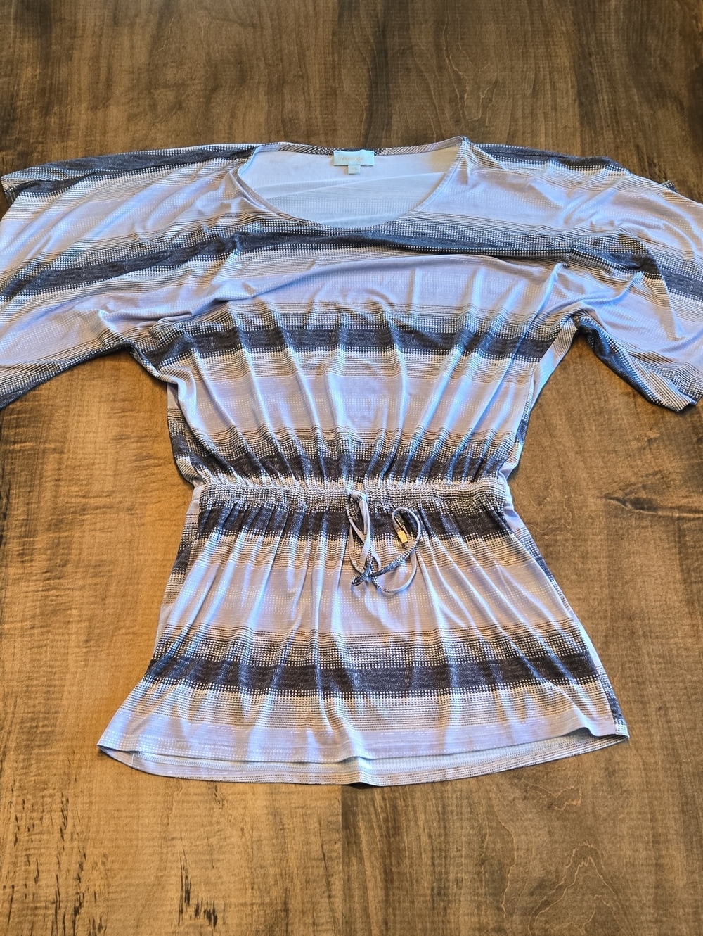 Veronica M Light Purple Striped Drawstring-Waist Tunic/ Mini DRESS